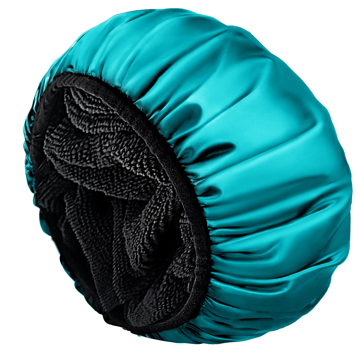 Shower Cap,Terry Lined Shower Cap for Women Reusable, Triple Layer Waterproof Bath Cap, Extra Large for Women Long Hair(Black)