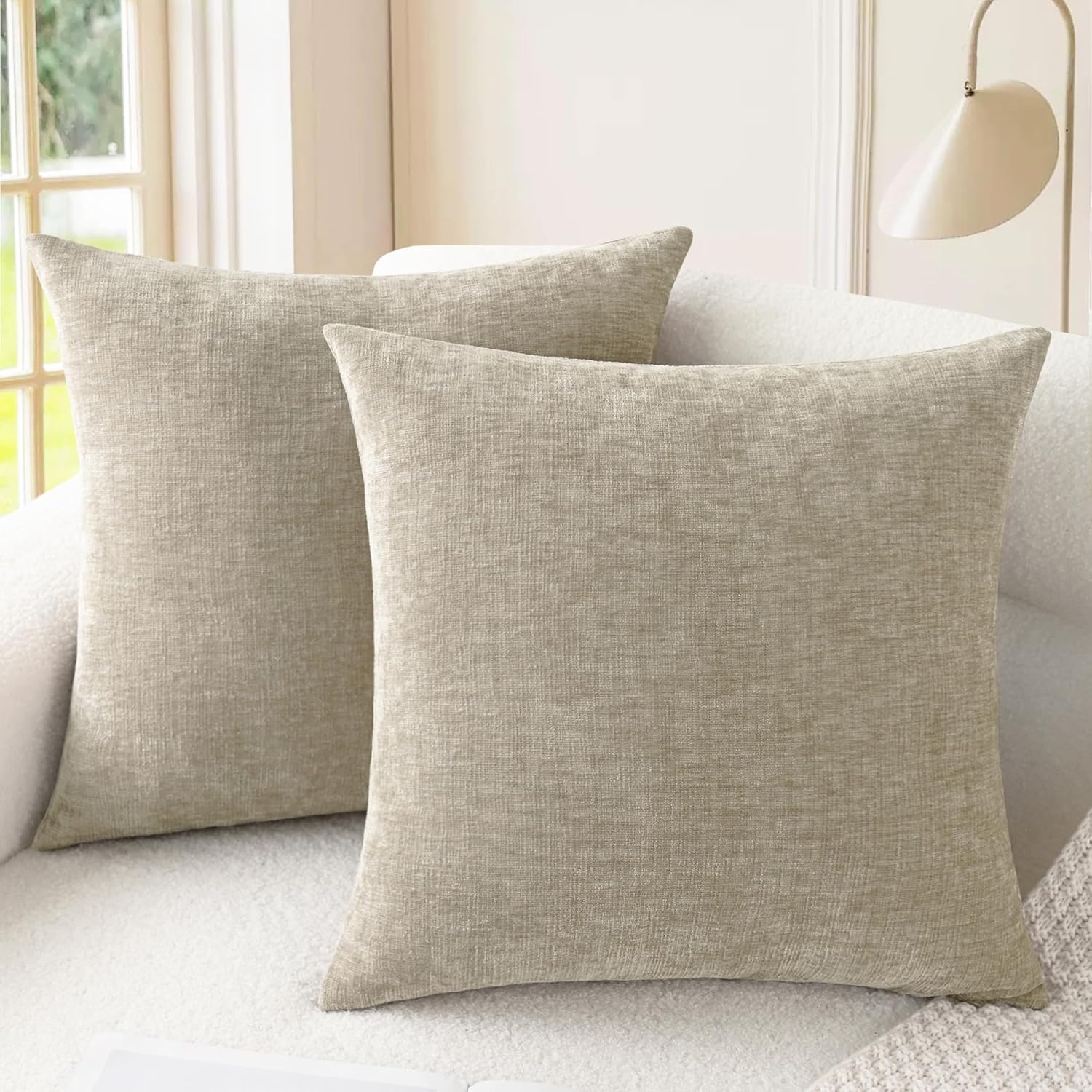 CaliTime Throw Pillow Covers Decorative 18 X 18 Inches Pack of 2 Cozy Chenille Cushion Cases for Couch Sofa Bed Living Room Home Navy Blue