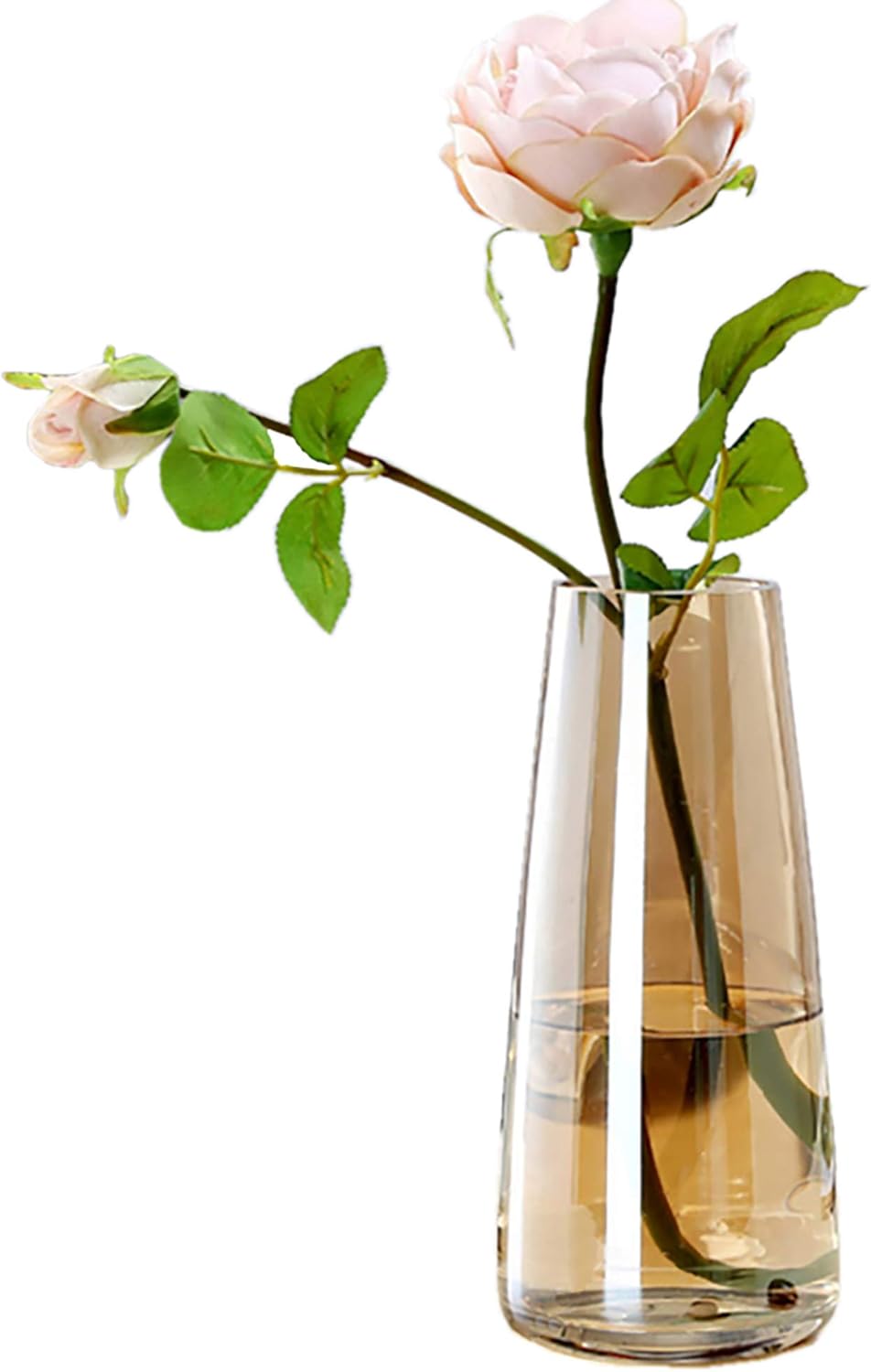 Modern Glass Vase Crystal Glass Vase for Home Office Decor (Crystal Amber)