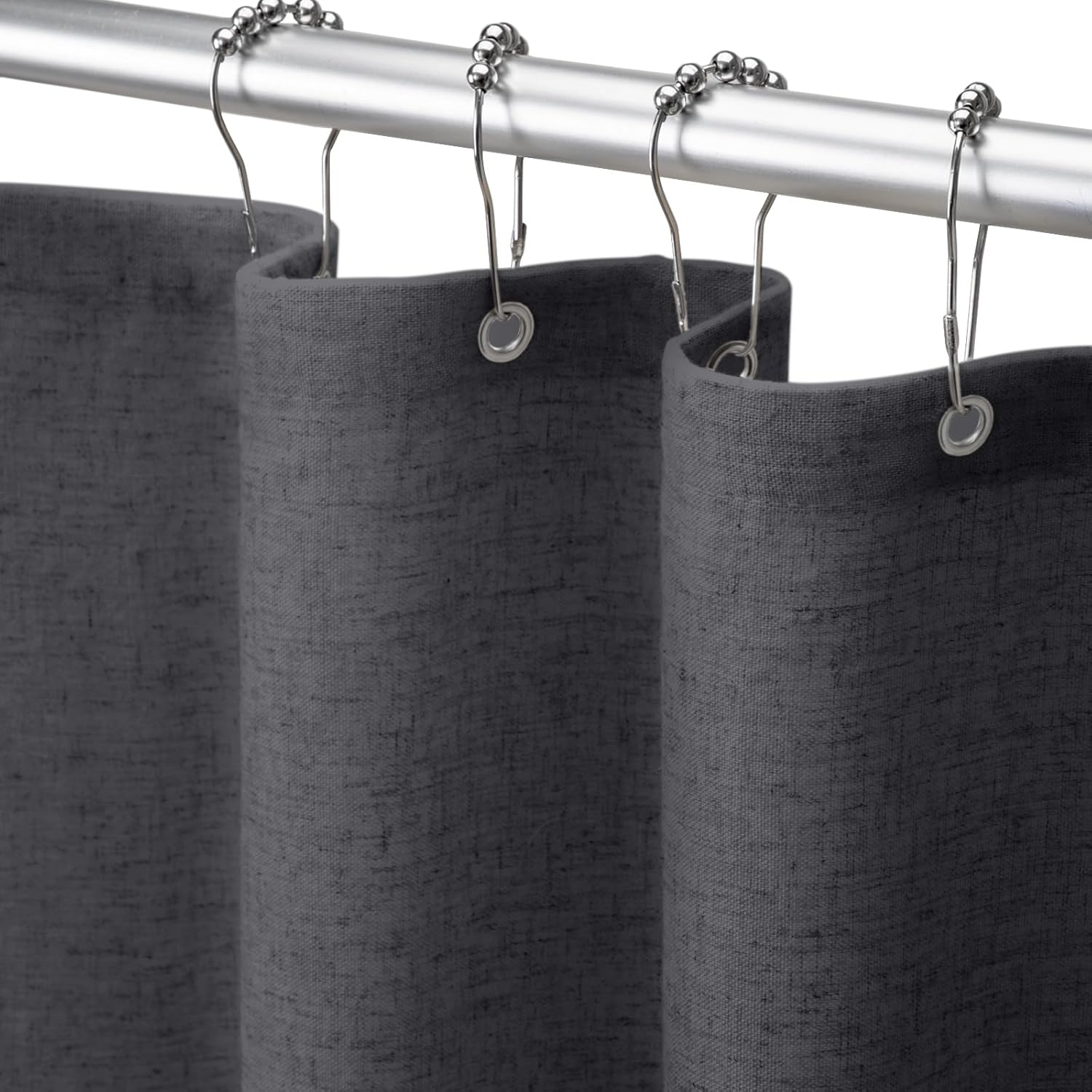 Shower Curtain Beige, Fabric Boho Farmhouse Shower Curtains for Bathroom Cream Cotton Natural Cloth Liner Set 72" W x 72" L