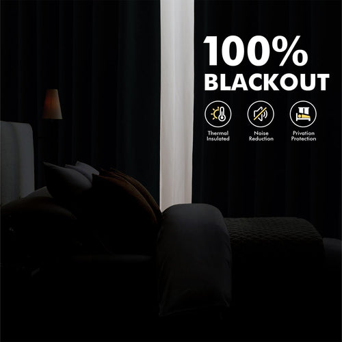 100% Blackout Linen Curtains for Bedroom, Ivory Solid Luxury Decor Thermal Insulation Room Darkening Drapes for Living Room Nursery Back Tab Rod Pocket 42 x 84 Inches, 2 Panels