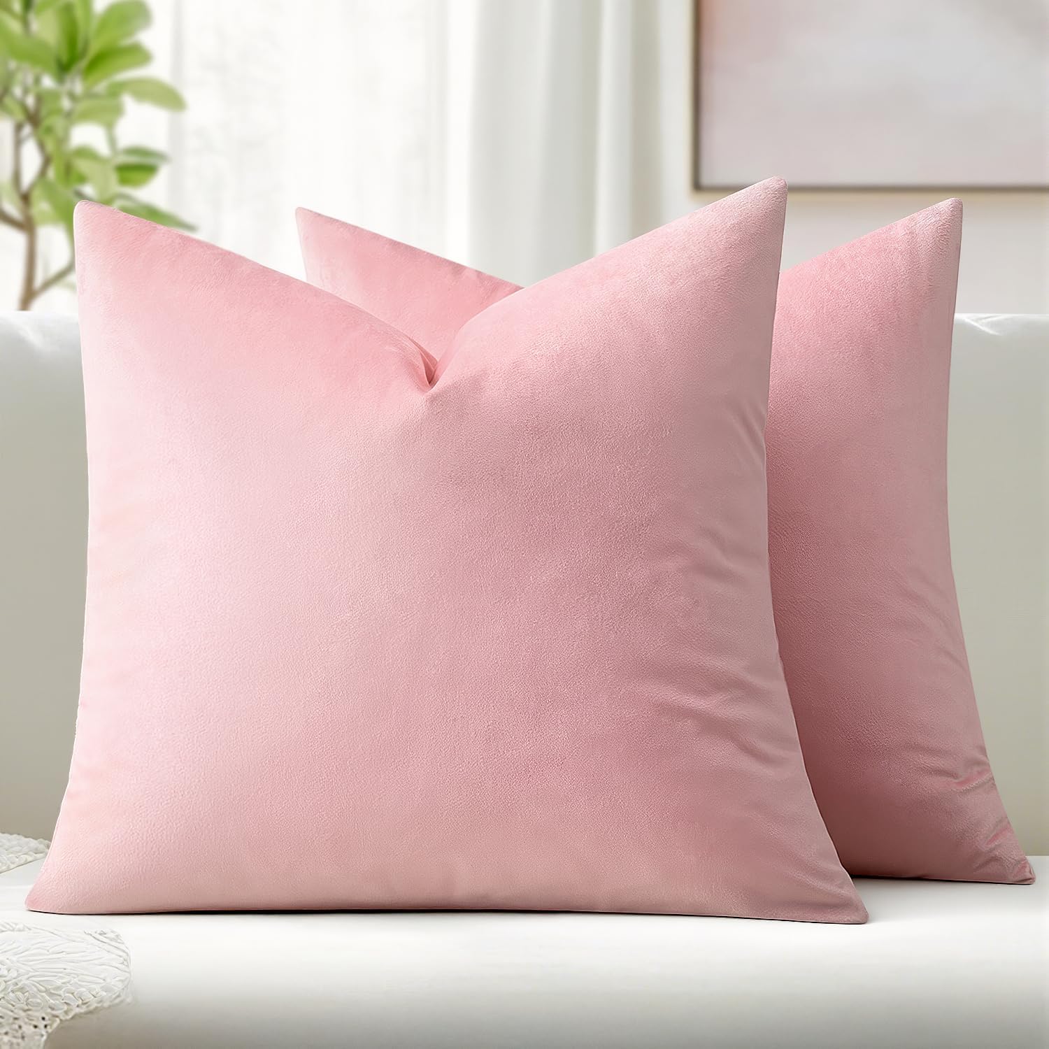 MIULEE Velvet Throw Pillow Covers 18x18 Inch, Pack of 2 - Dark Blue, Super Soft Decorative Square Cushion Cases Modern Luxury Home Decor for Sofa, Couch, Bed, Chair